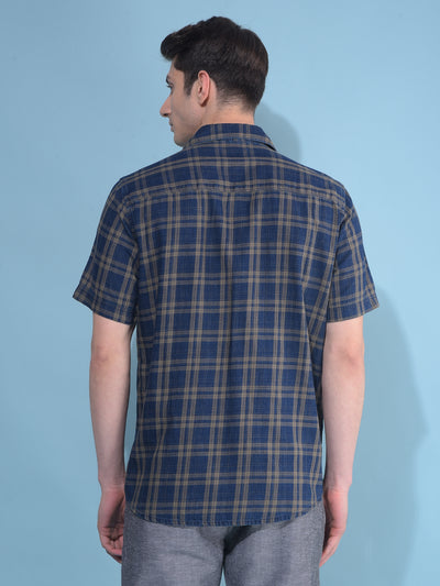 Olive Tartan Check 100% Cotton Shirt-Men Shirts-Crimsoune Club