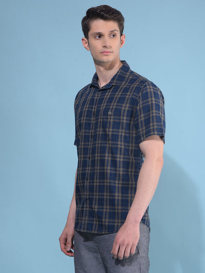 Olive Tartan Check 100% Cotton Shirt-Men Shirts-Crimsoune Club