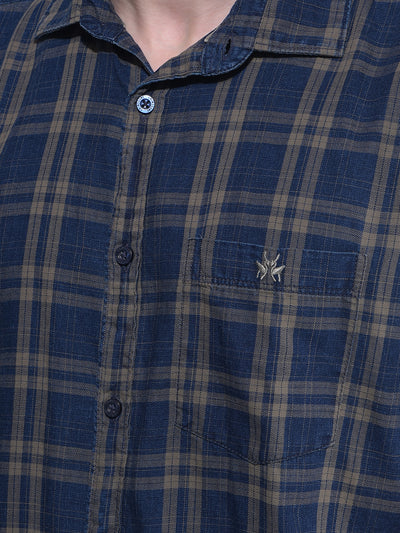 Olive Tartan Check 100% Cotton Shirt-Men Shirts-Crimsoune Club