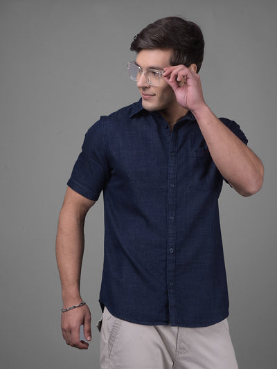 Navy Blue Shirt-Men Shirts-Crimsoune Club