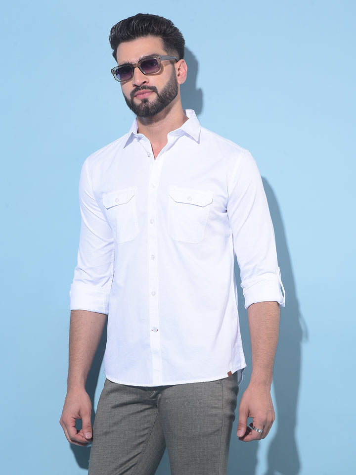 White 100% Cotton Shirt-Men Shirts-Crimsoune Club