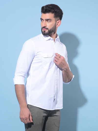 White 100% Cotton Shirt-Men Shirts-Crimsoune Club