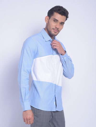 Blue Colorblock Shirt-Men Shirts-Crimsoune Club