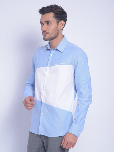 Blue Colorblock Shirt-Men Shirts-Crimsoune Club