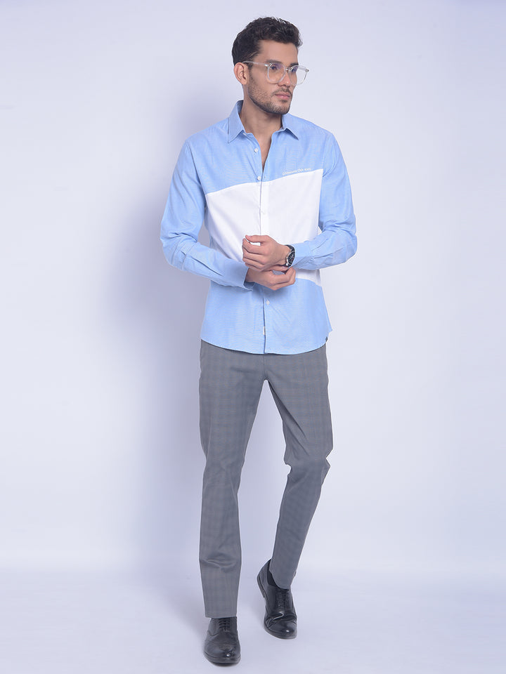 Blue Colorblock Shirt-Men Shirts-Crimsoune Club
