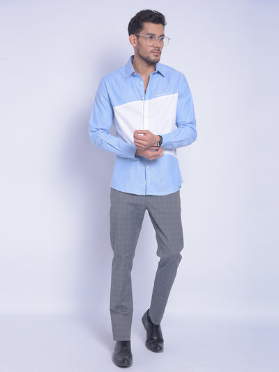 Blue Colorblock Shirt-Men Shirts-Crimsoune Club