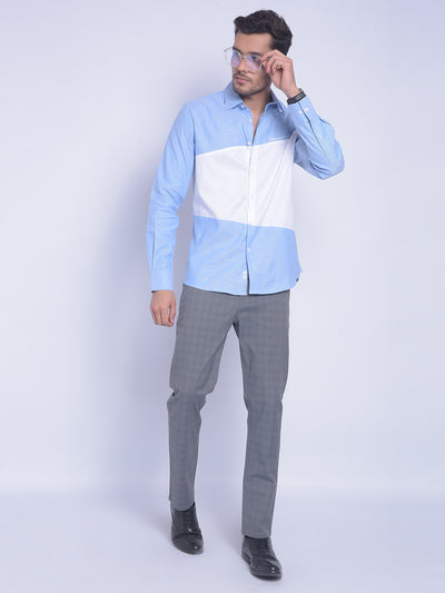 Blue Colorblock Shirt-Men Shirts-Crimsoune Club