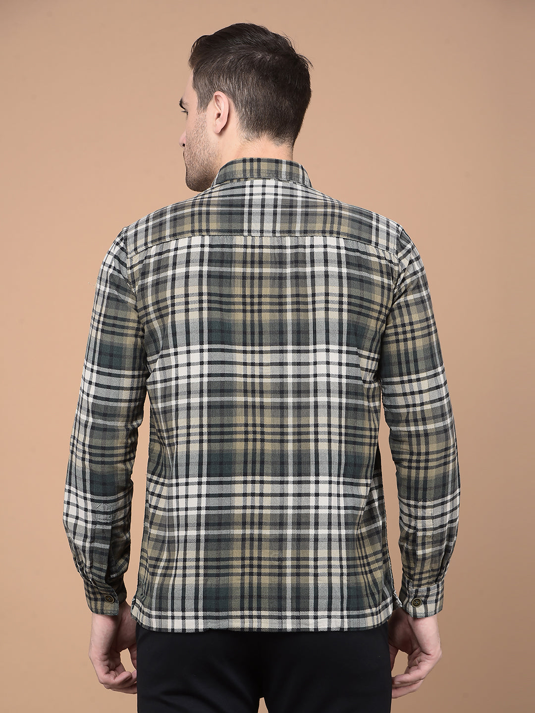 Dark Green Checked 100% Cotton Shirt-Men Shirts-Crimsoune Club
