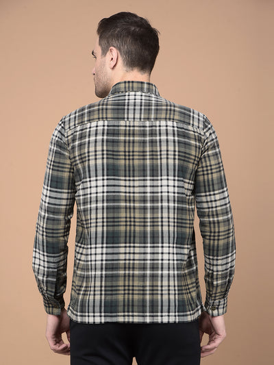 Dark Green Checked 100% Cotton Shirt-Men Shirts-Crimsoune Club