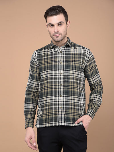 Dark Green Checked 100% Cotton Shirt-Men Shirts-Crimsoune Club