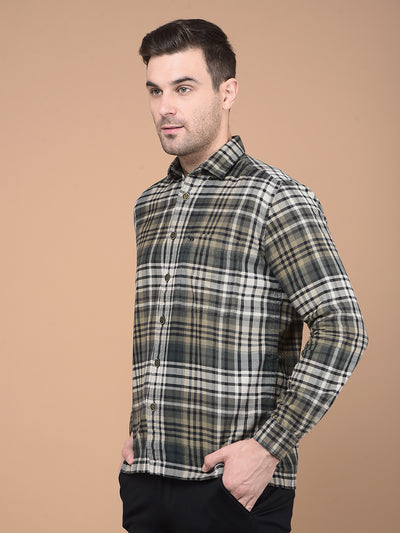 Dark Green Checked 100% Cotton Shirt-Men Shirts-Crimsoune Club