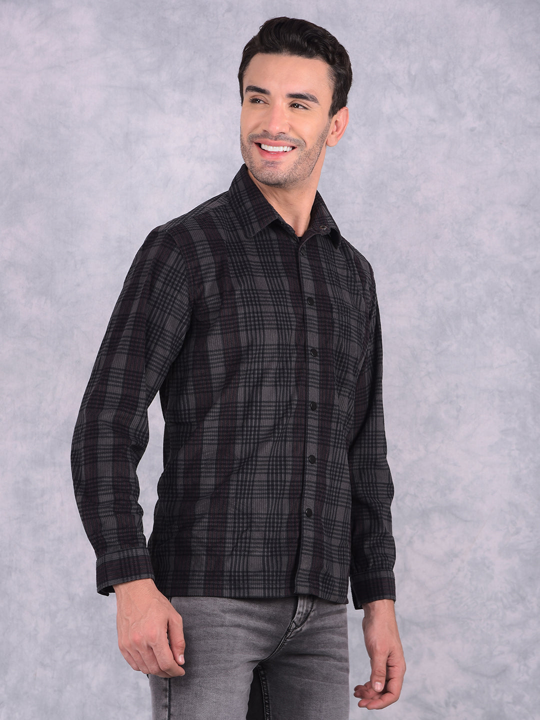 Grey Checked Shirt-Men Shirts-Crimsoune Club