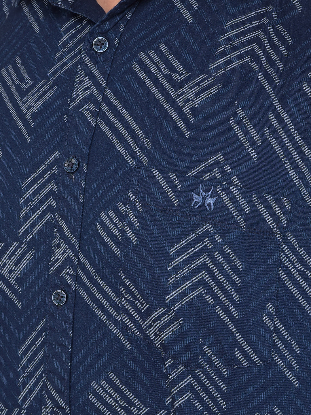 Blue Printed 100% Cotton Shirt-Men Shirts-Crimsoune Club