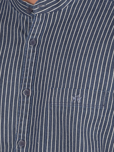 Blue Vertical Stripes Shirt-Men Shirts-Crimsoune Club