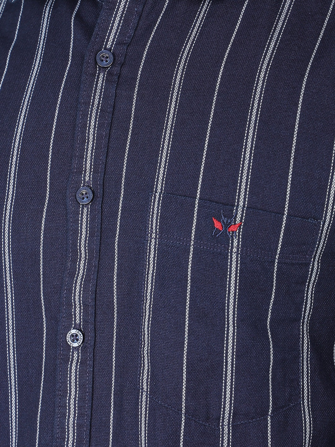 Navy Blue Vertical Stripes 100% Cotton Shirt-Men Shirts-Crimsoune Club