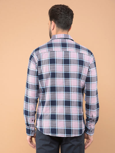 Purple Checked 100% Cotton Shirt-Men Shirts-Crimsoune Club