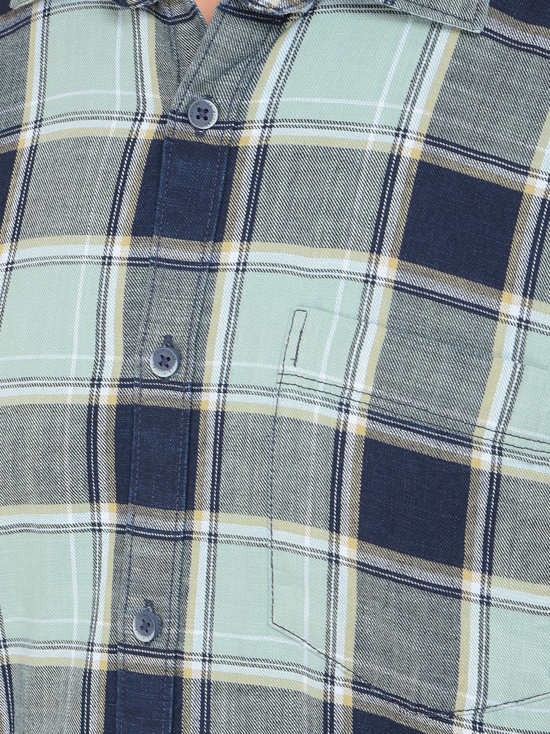 Green Checked 100% Cotton Shirt-Men Shirts-Crimsoune Club