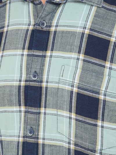 Green Checked 100% Cotton Shirt-Men Shirts-Crimsoune Club