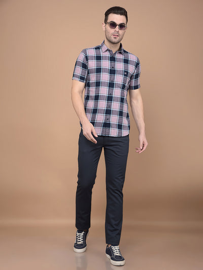 Purple Checkeded 100% Cotton Shirt-Men Shirts-Crimsoune Club