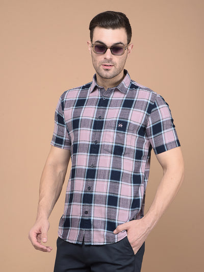 Purple Checkeded 100% Cotton Shirt-Men Shirts-Crimsoune Club