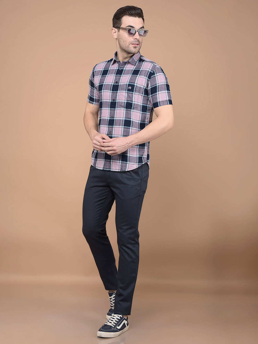 Purple Checkeded 100% Cotton Shirt-Men Shirts-Crimsoune Club