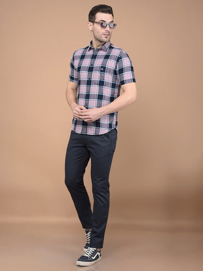Purple Checkeded 100% Cotton Shirt-Men Shirts-Crimsoune Club