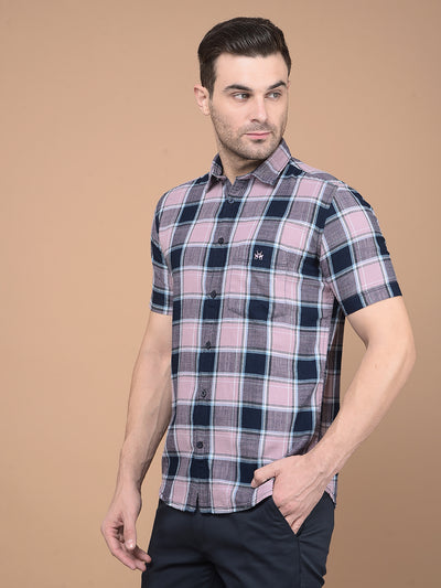 Purple Checkeded 100% Cotton Shirt-Men Shirts-Crimsoune Club