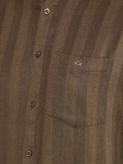 Brown Horizontal Striped Shirt-Men Shirts-Crimsoune Club
