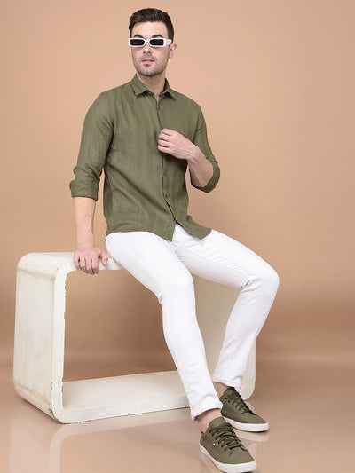 Olive Stripes Shirt-Men Shirts-Crimsoune Club