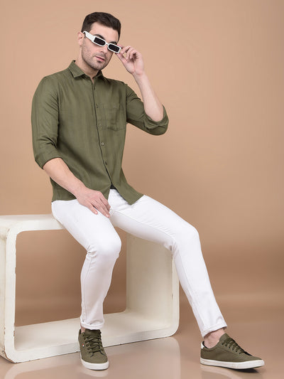Olive Stripes Shirt-Men Shirts-Crimsoune Club