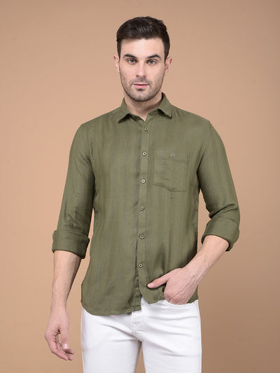 Olive Stripes Shirt-Men Shirts-Crimsoune Club