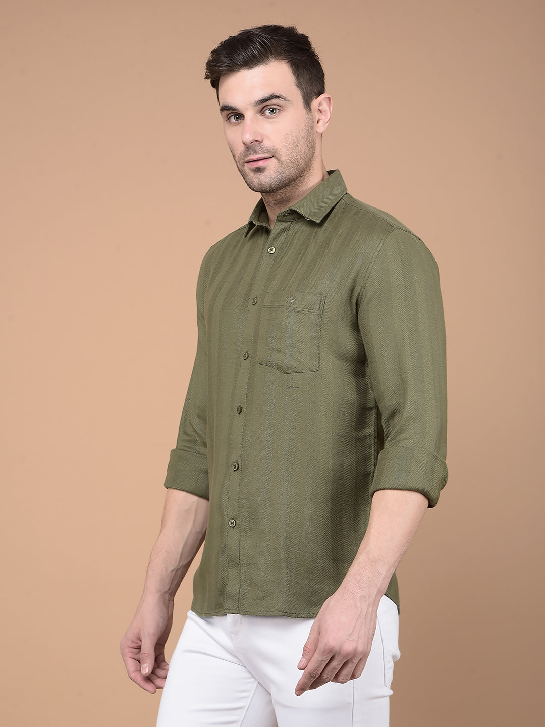 Olive Stripes Shirt-Men Shirts-Crimsoune Club
