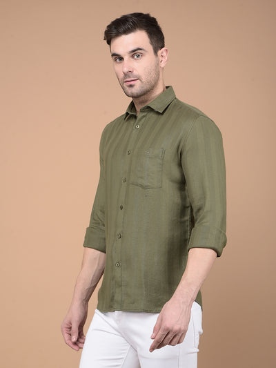 Olive Stripes Shirt-Men Shirts-Crimsoune Club