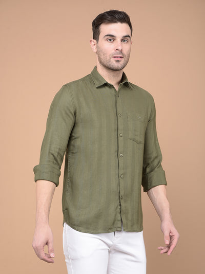 Olive Stripes Shirt-Men Shirts-Crimsoune Club
