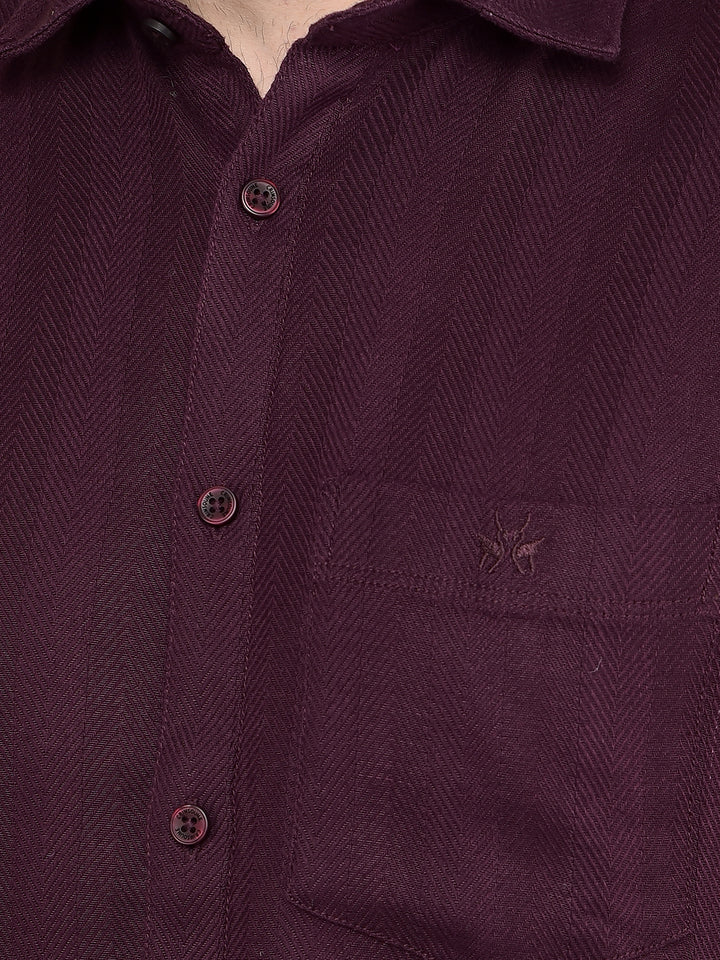 Wine Horizontal Striped Shirt-Men Shirts-Crimsoune Club