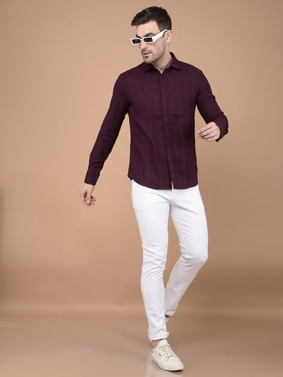 Wine Horizontal Striped Shirt-Men Shirts-Crimsoune Club