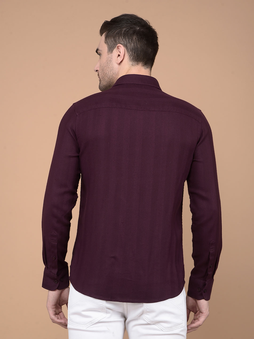Wine Horizontal Striped Shirt-Men Shirts-Crimsoune Club