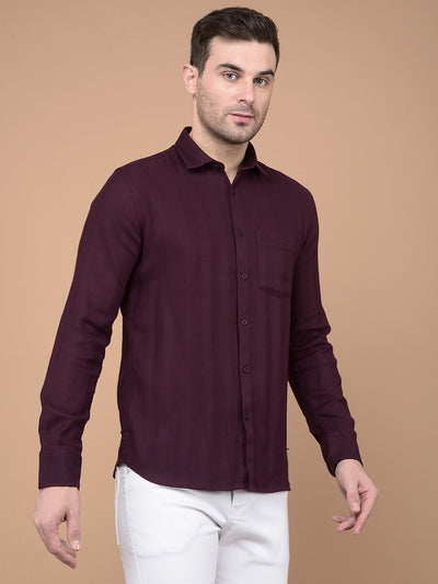 Wine Horizontal Striped Shirt-Men Shirts-Crimsoune Club