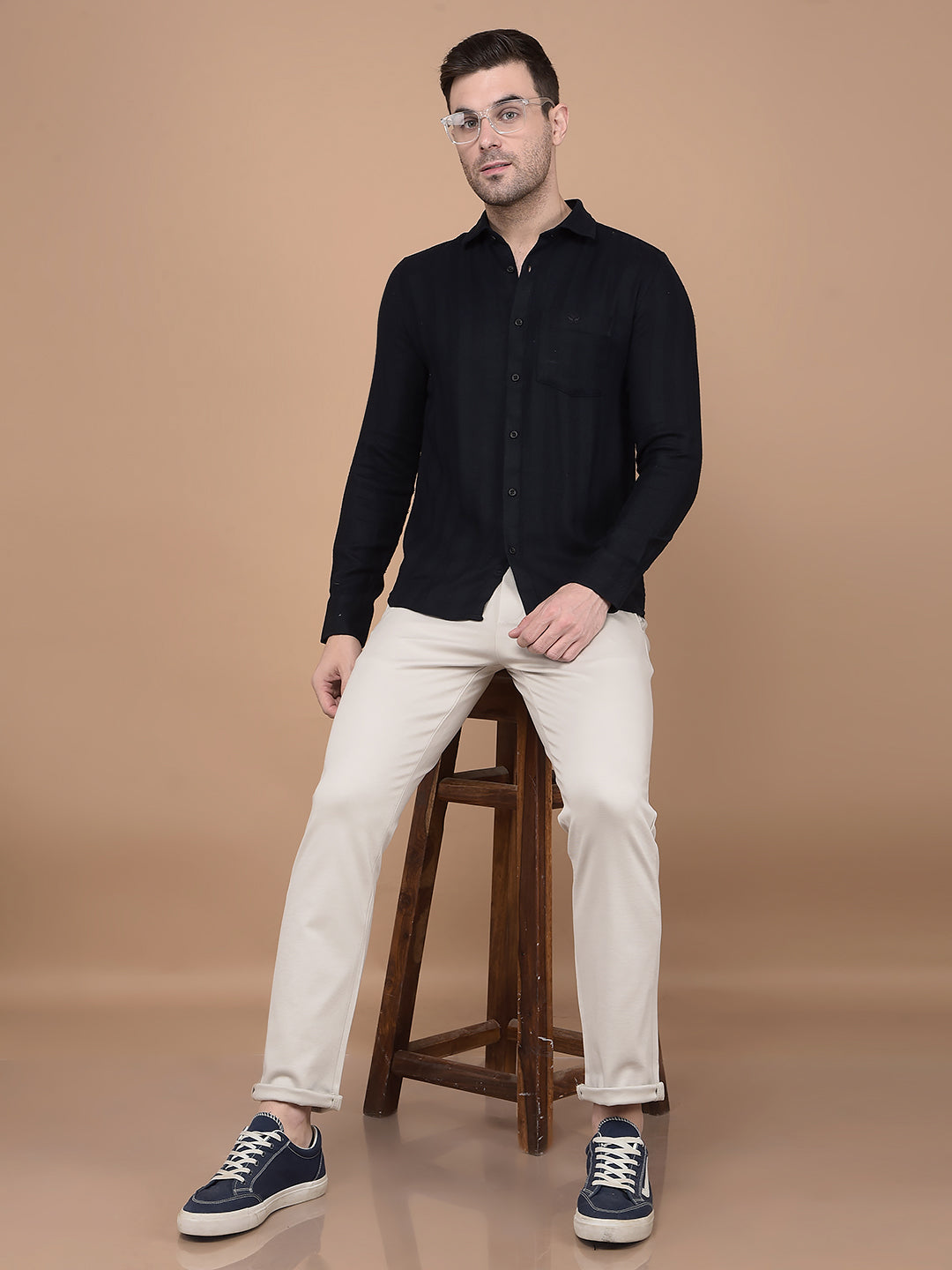Navy Blue Stripes Shirt-Men Shirts-Crimsoune Club