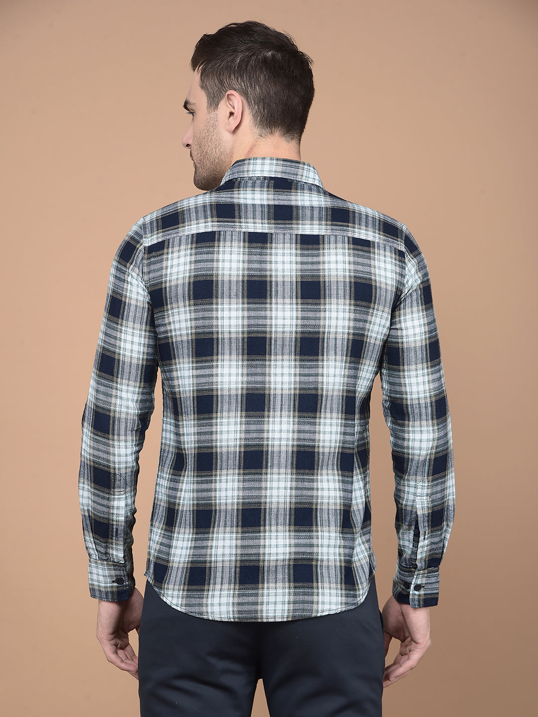 Green Checked 100% Cotton Shirt-Men Shirts-Crimsoune Club