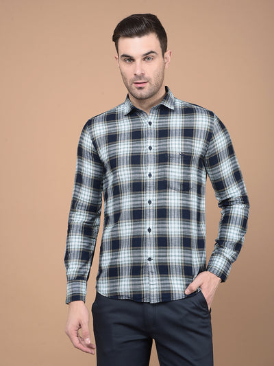 Green Checked 100% Cotton Shirt-Men Shirts-Crimsoune Club