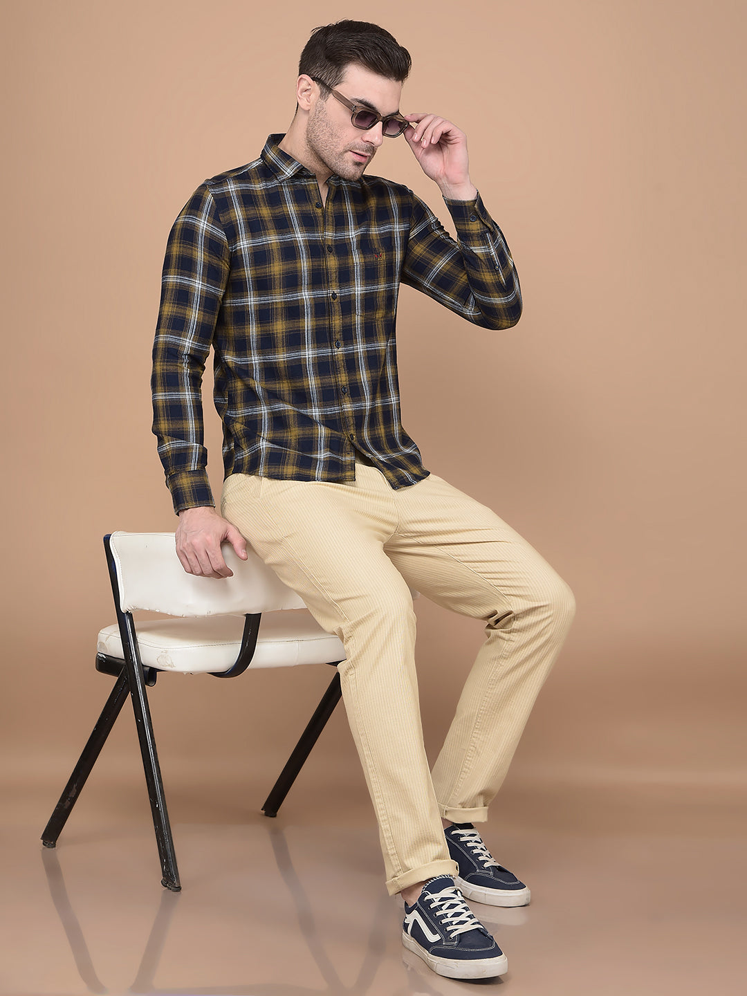 Blue Checked Shirt-Men Shirts-Crimsoune Club