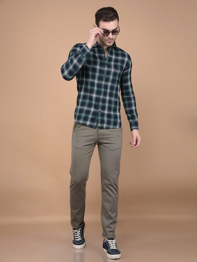 Green Checked Shirt-Men Shirts-Crimsoune Club