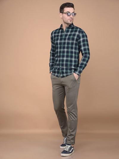 Green Checked Shirt-Men Shirts-Crimsoune Club