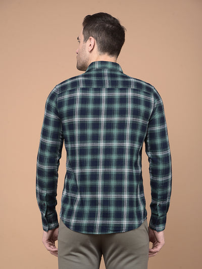 Green Checked Shirt-Men Shirts-Crimsoune Club