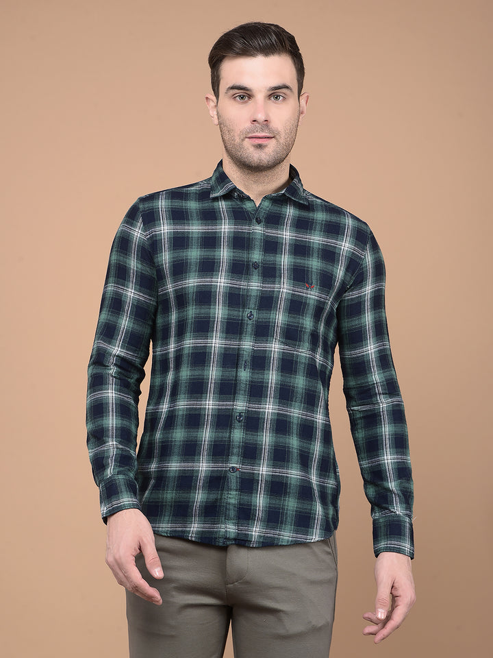 Green Checked Shirt-Men Shirts-Crimsoune Club