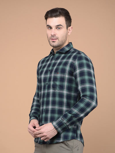 Green Checked Shirt-Men Shirts-Crimsoune Club