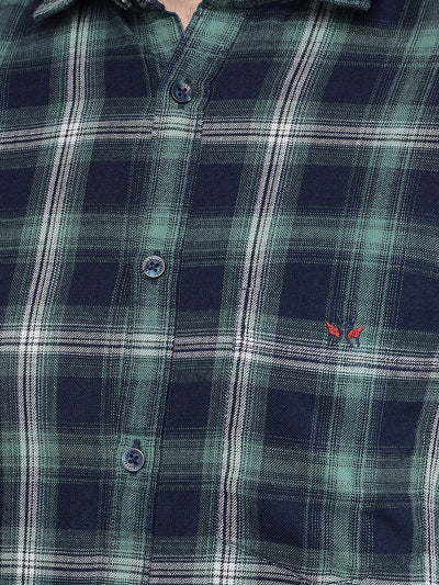 Green Checked Shirt-Men Shirts-Crimsoune Club