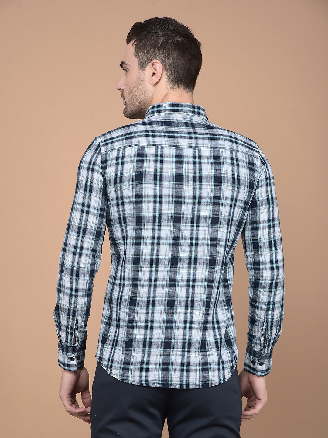 Green Checked 100% Cotton Shirt-Men Shirts-Crimsoune Club