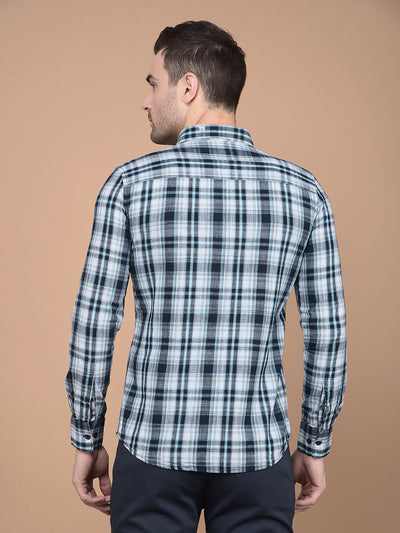 Green Checked 100% Cotton Shirt-Men Shirts-Crimsoune Club